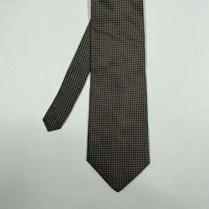 Daniel Craig Grey Taupe Grid Check Italian Silk Necktie Mens One Size